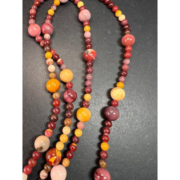 NEW Mookaite Jasper station 36 inch necklace with sterling silver clasp - Picture 5 of 15